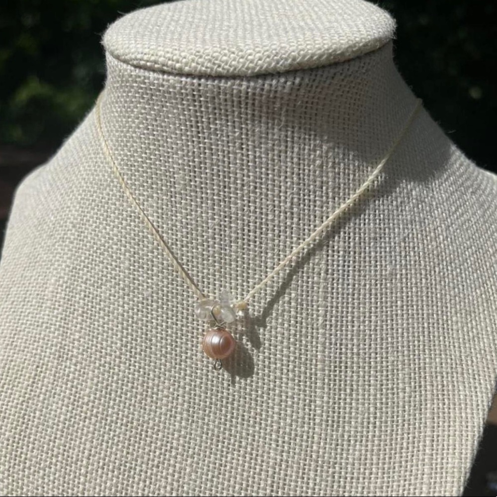 Clear Quartz Pearl crystal necklace